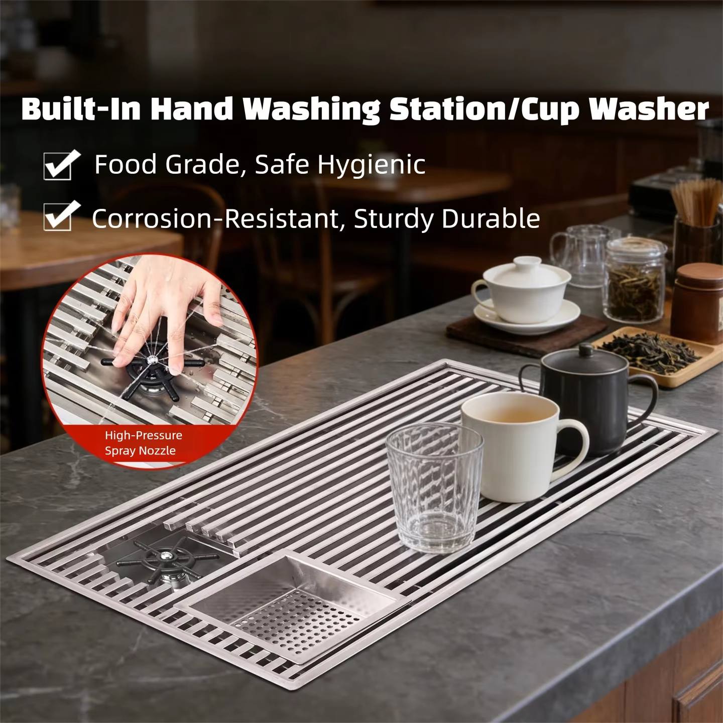 Home Bar Setup - Bandeja de té moderna empotrada con