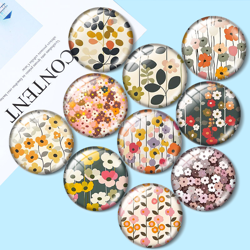Old Fashioned Glass - Cabujones de vidrio retro florales de