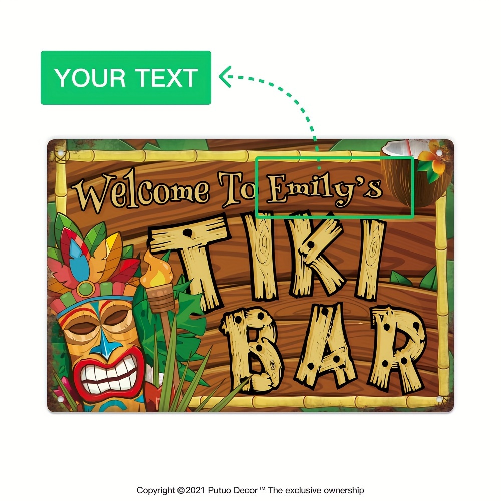 Home Bar Accessories - Letrero Decorativo Personalizado para Bar Tiki,