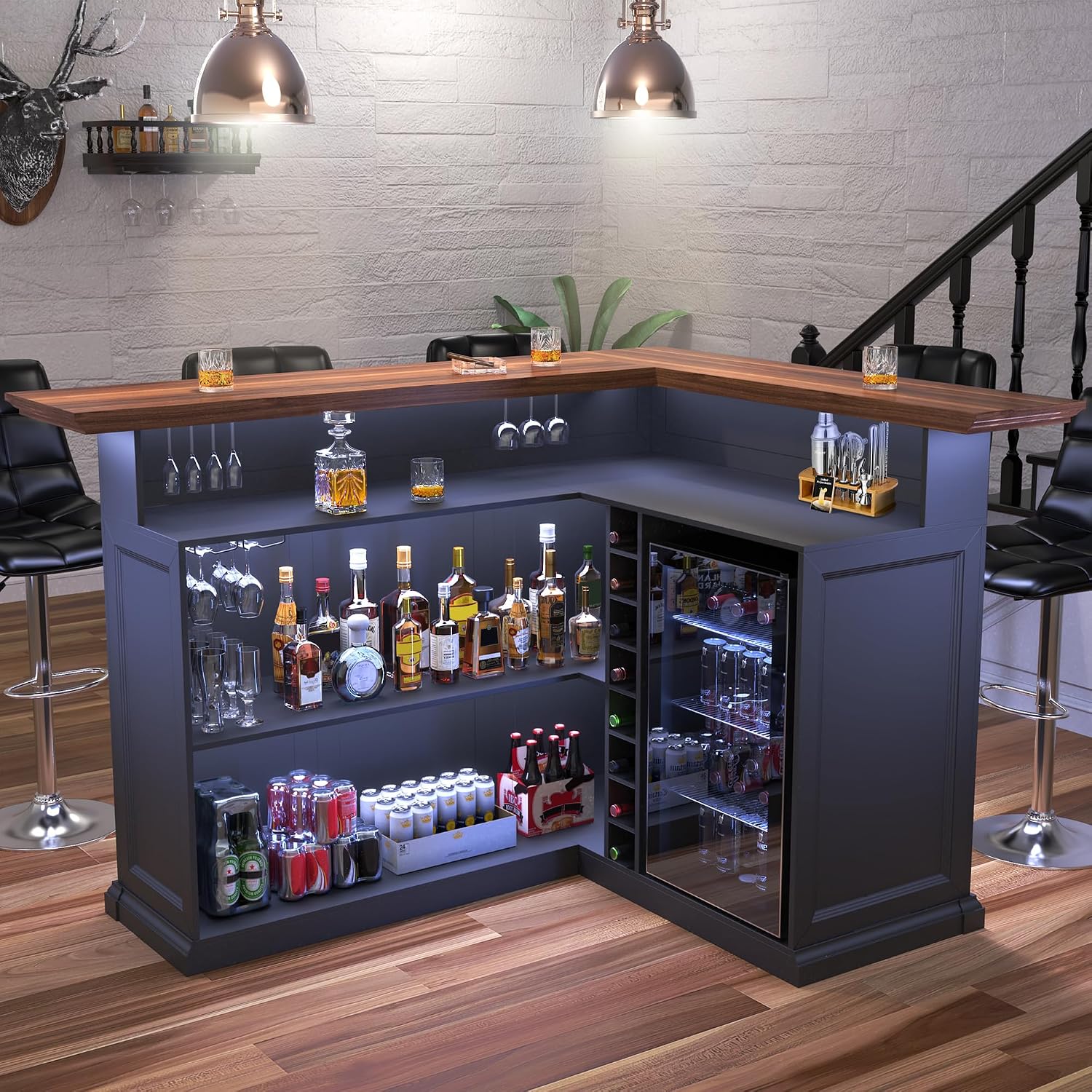 Mueble Bar en Forma de L con E - Home Bar Setup reseña y precio