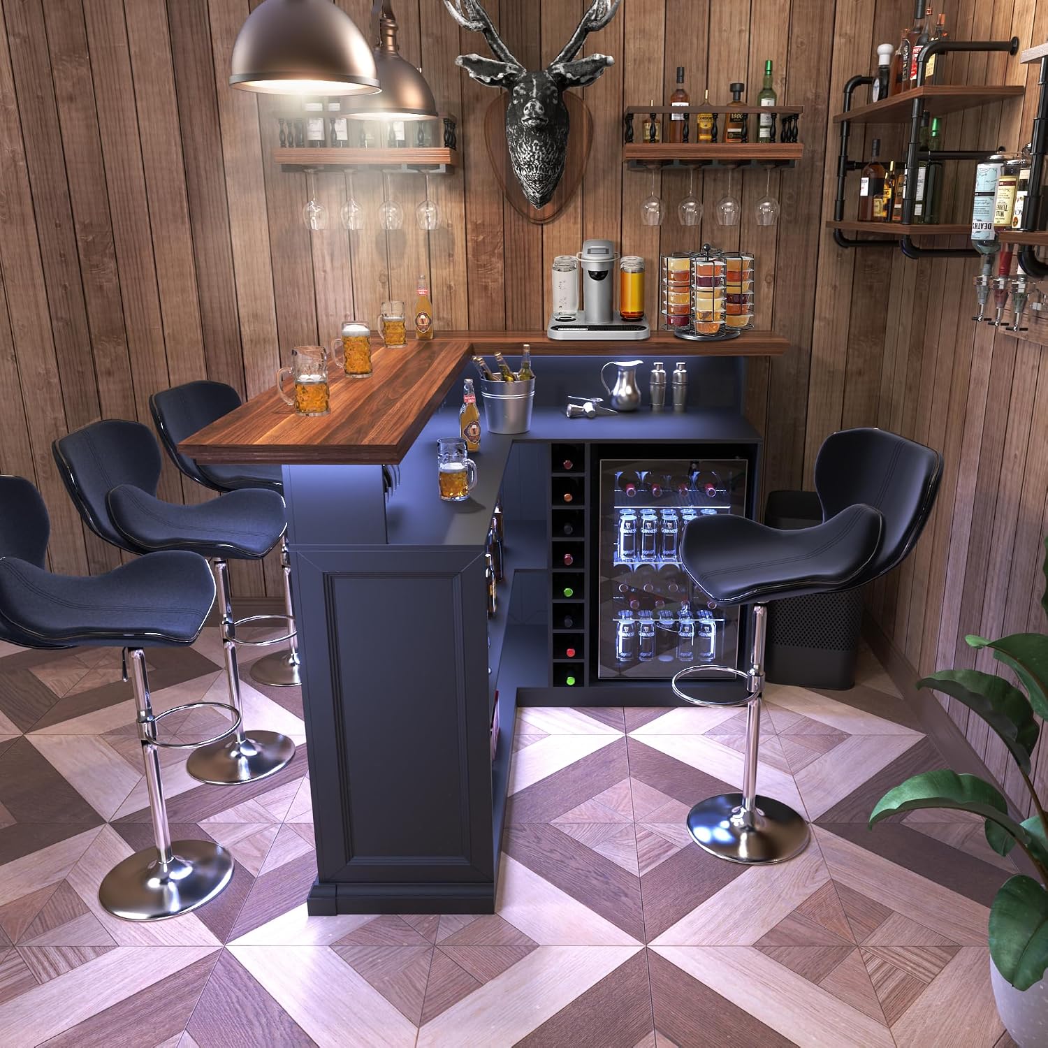 Mueble Bar en Forma de L con E - Home Bar Setup reseña y precio